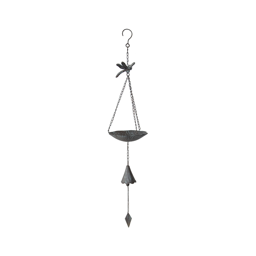 V637-06979BRD-202508251435-00 Hanging Birdfeeder w Dragonfly & Petal Bell 86cm - Image 1