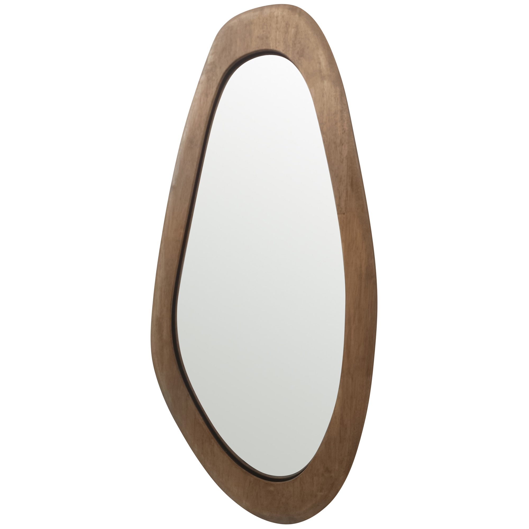 V637-18906MIR-202508251535-00 Mid Century Asymmetric Wood Framed Wall Mirror 40x85cm - Image 1
