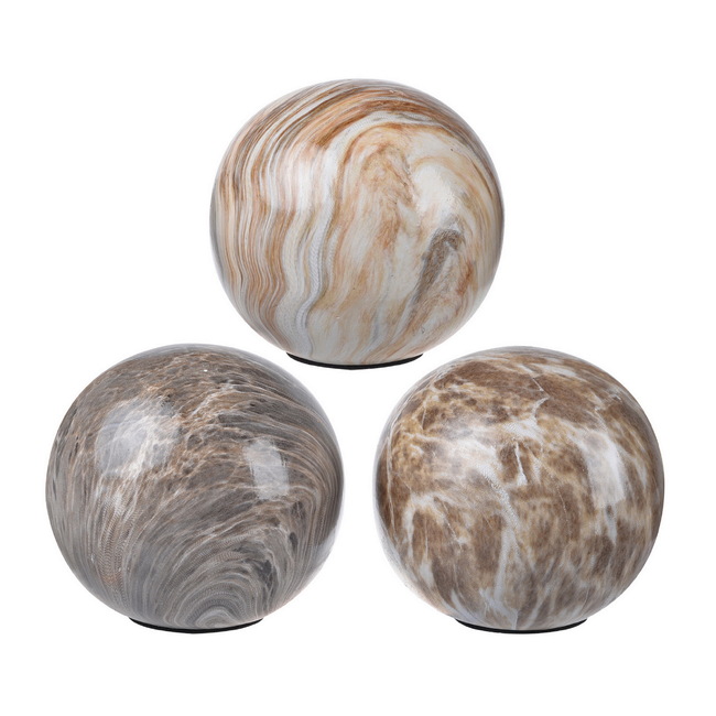 V637-20933-202508251240-00 Set 3 Brown Marbleized Balls 10cm - Image 1