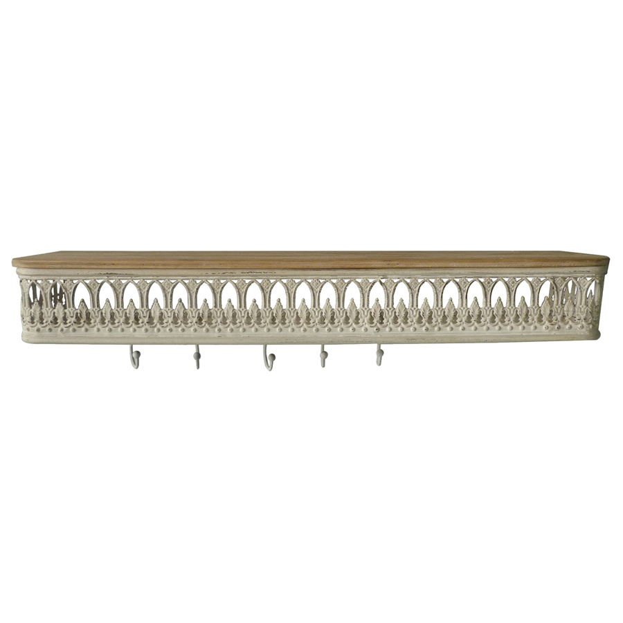 V637-23748SHL-202508251320-00 Martinique Classic Wall Shelf w Removeable Hooks 80cm - Image 1