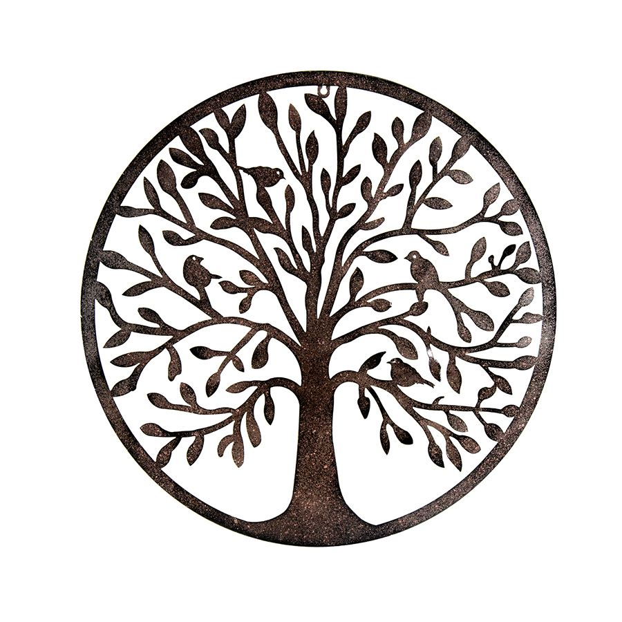 V637-24812TRE-202508251325-00 Laser Cut Round Tree Of Life w Birds Wall Art 60cm - Image 1