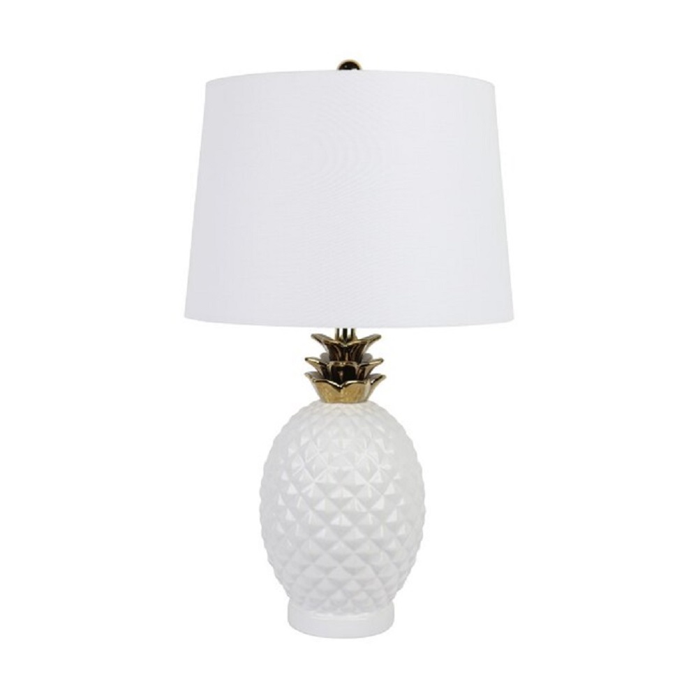 V637-29051-202508251310-00 Pineapple Table Lamp White & Gold 68cm - Image 1