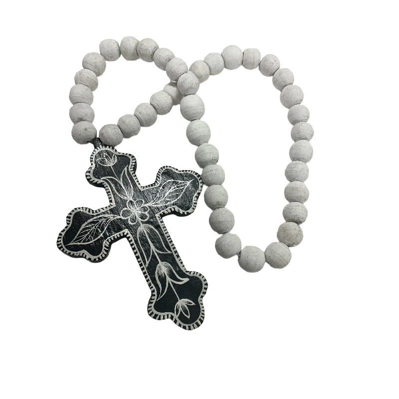 V637-33842CRS-202508251435-00 Handcrafted Cross With Beaded Necklace 65cm - Image 1