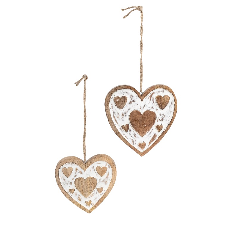 V637-50542HRT-202508251325-00 Set 2 Handcrafted Hanging Hearts 18cm, 13cm - Image 1