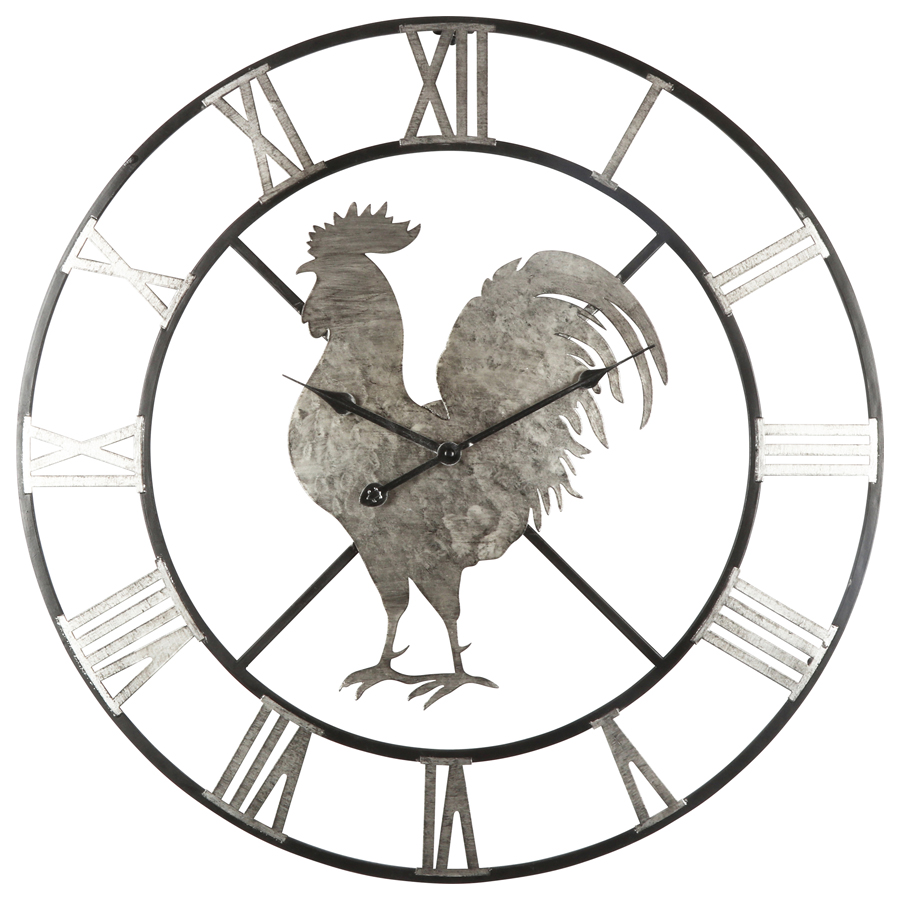 V637-56012CLK-202508251735-00 Country Rooster Wall Clock 60cm - Image 1