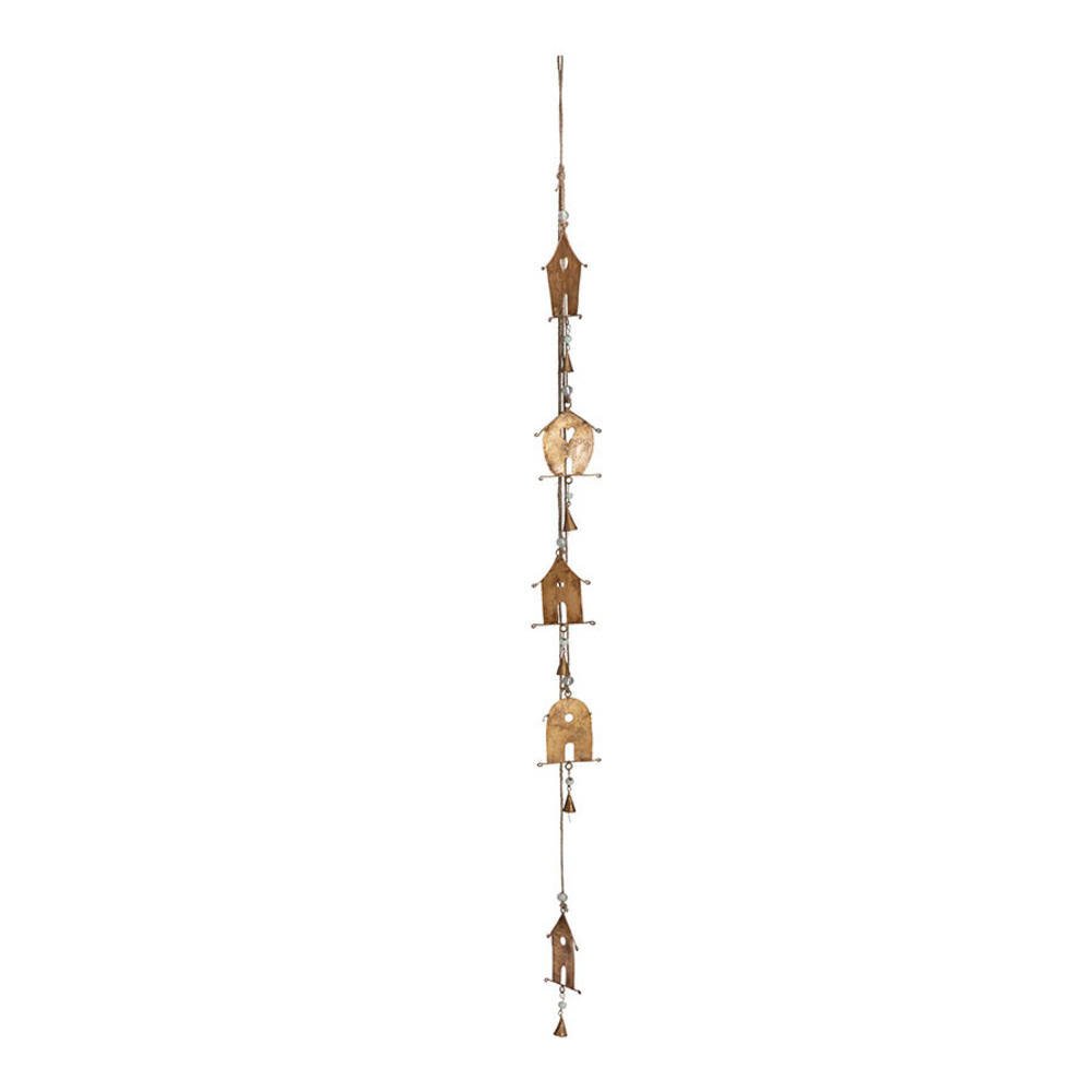 V637-56302HSE-202508251745-00 Handcrafted Houses w Bells Hanging Mobile 145cm - Image 1