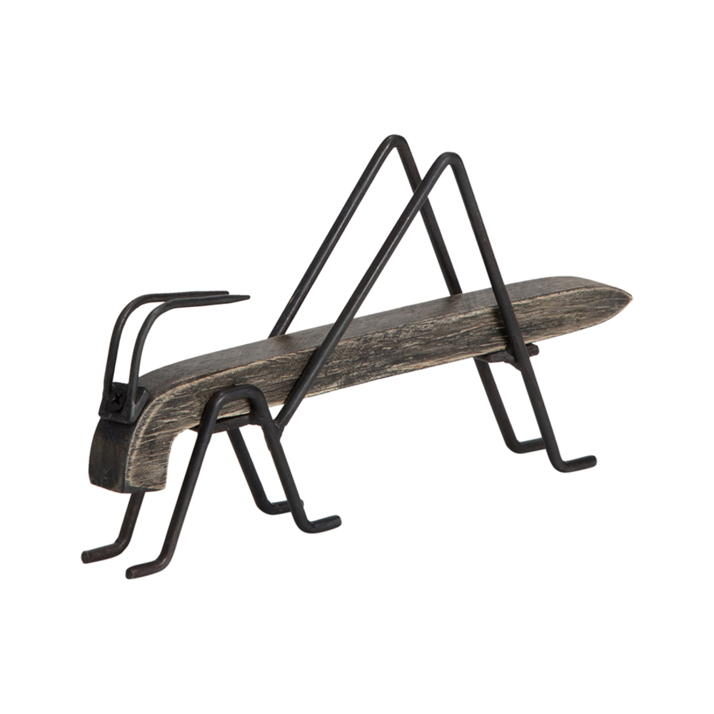 V637-59074GRS-202508251811-00 Wood & Iron Decorative Grasshopper 20cm - Image 1