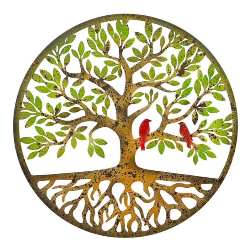 V637-71667TRE-202508251540-00 Round Laser Cut Tree Of Life w Roots + Birds 52cm - Image 1