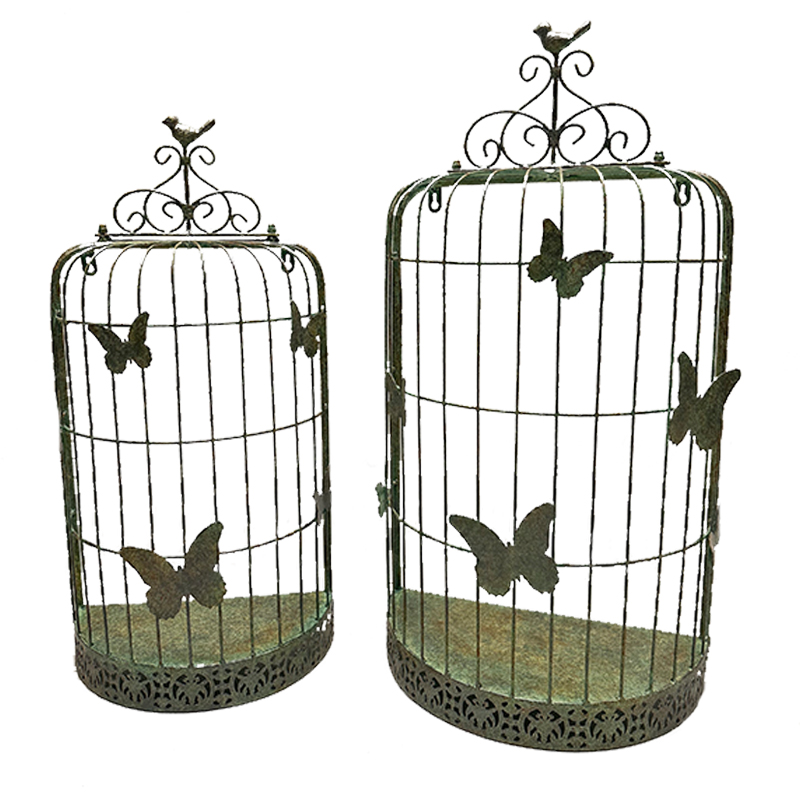 V637-74138PLN-202508251606-00 Set 2 Nested 'Butterfly Cages' Wall Planters 71cm, 62cm - Image 1