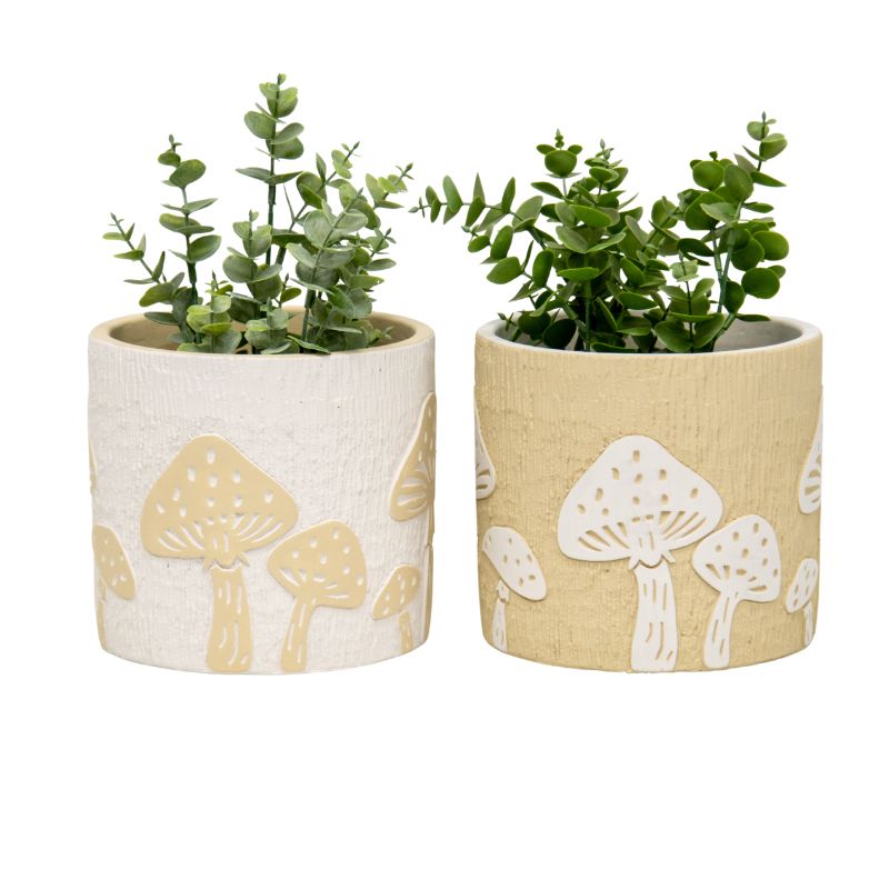 V637-88746PLN-202508251645-00 Set 2 Asst Mushroom Planters w Hole + Plug 17cm - Image 1