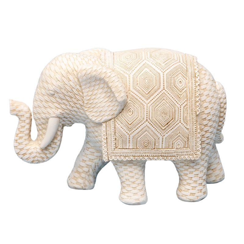V637-91245ELE-202508251740-00 Woven Look Elephant Ornament 17cm - Image 1