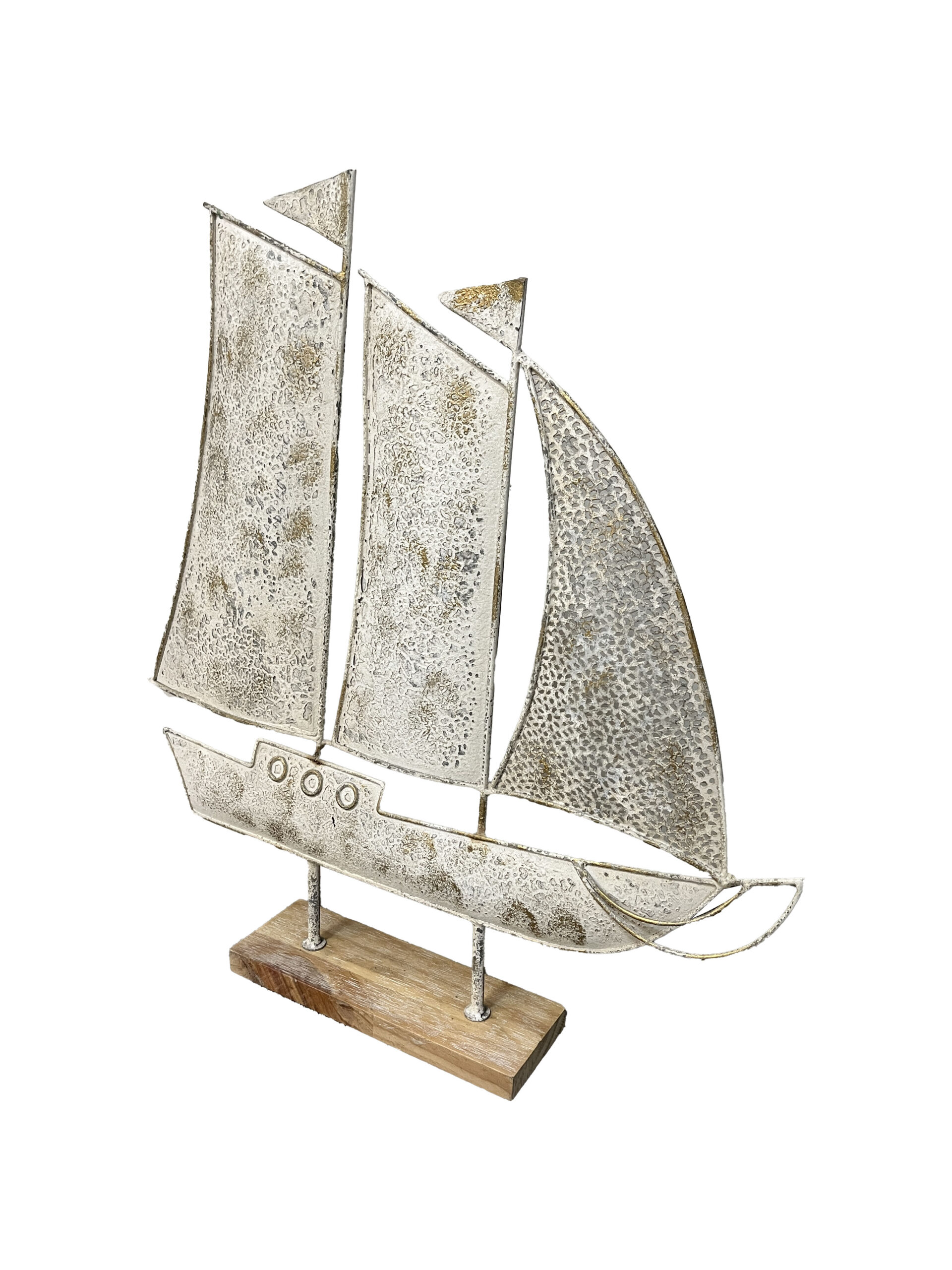 V637-97045BOA-202508251915-00 Distressed Finish Sail Boat Ornament 56cm - Image 1