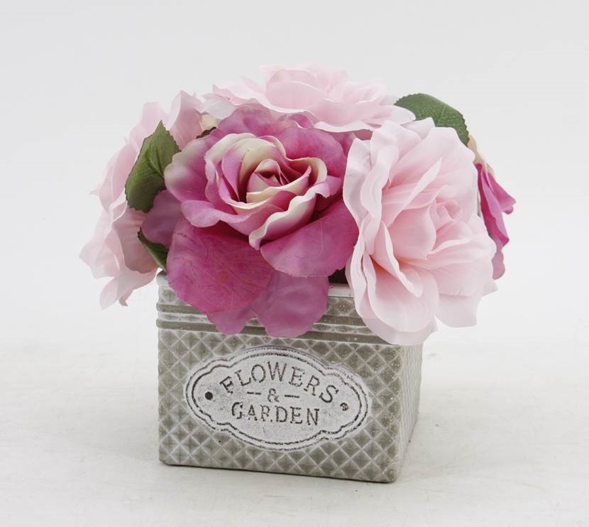 V637-AFL25174-202508251945-00 Artificial Peony Rose in Ceramic Pot 20cm - Image 1