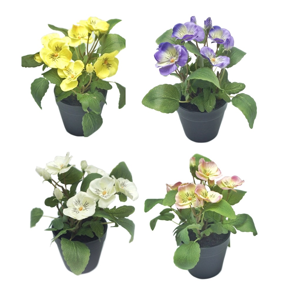 V637-AFL30469-202508251545-00 Set 4 Artificial Flowers In Plastic Pot 7x19cm - Image 1