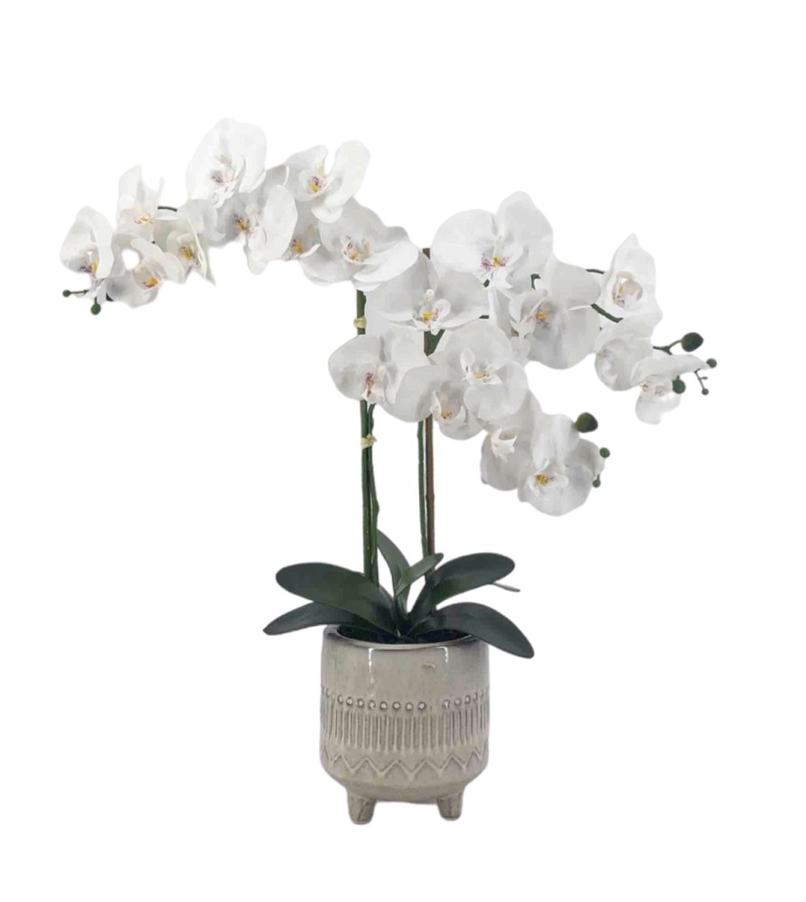 V637-AFL30726-202508251553-00 Artificial Orchid in Ceramic Pot 58cm - Image 1