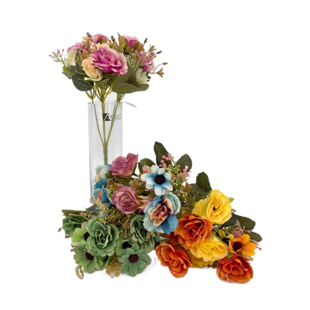 V637-AFL32422-202508251630-00 bulk 36 Artificial Rose & Daisy 8 Heads Assorted 28cm - Image 1