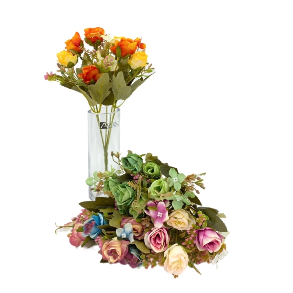 V637-AFL32423-202508251630-00 bulk 36 Artificial Mini Roses 8 Heads Assorted 28cm - Image 1