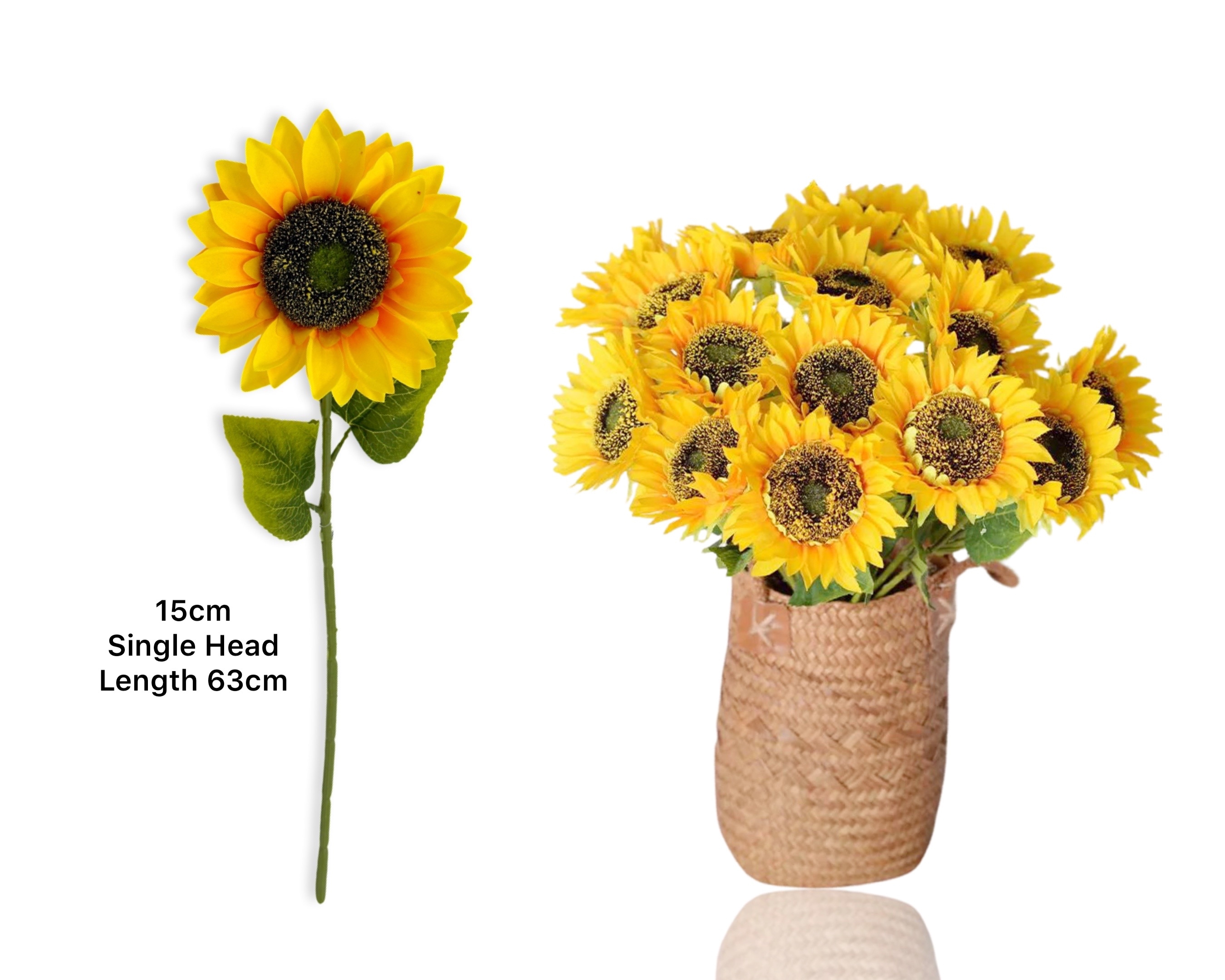 V637-AFL32930-202508251640-00 bulk 24 Artificial Sunflower Single Head 63cm - Image 1