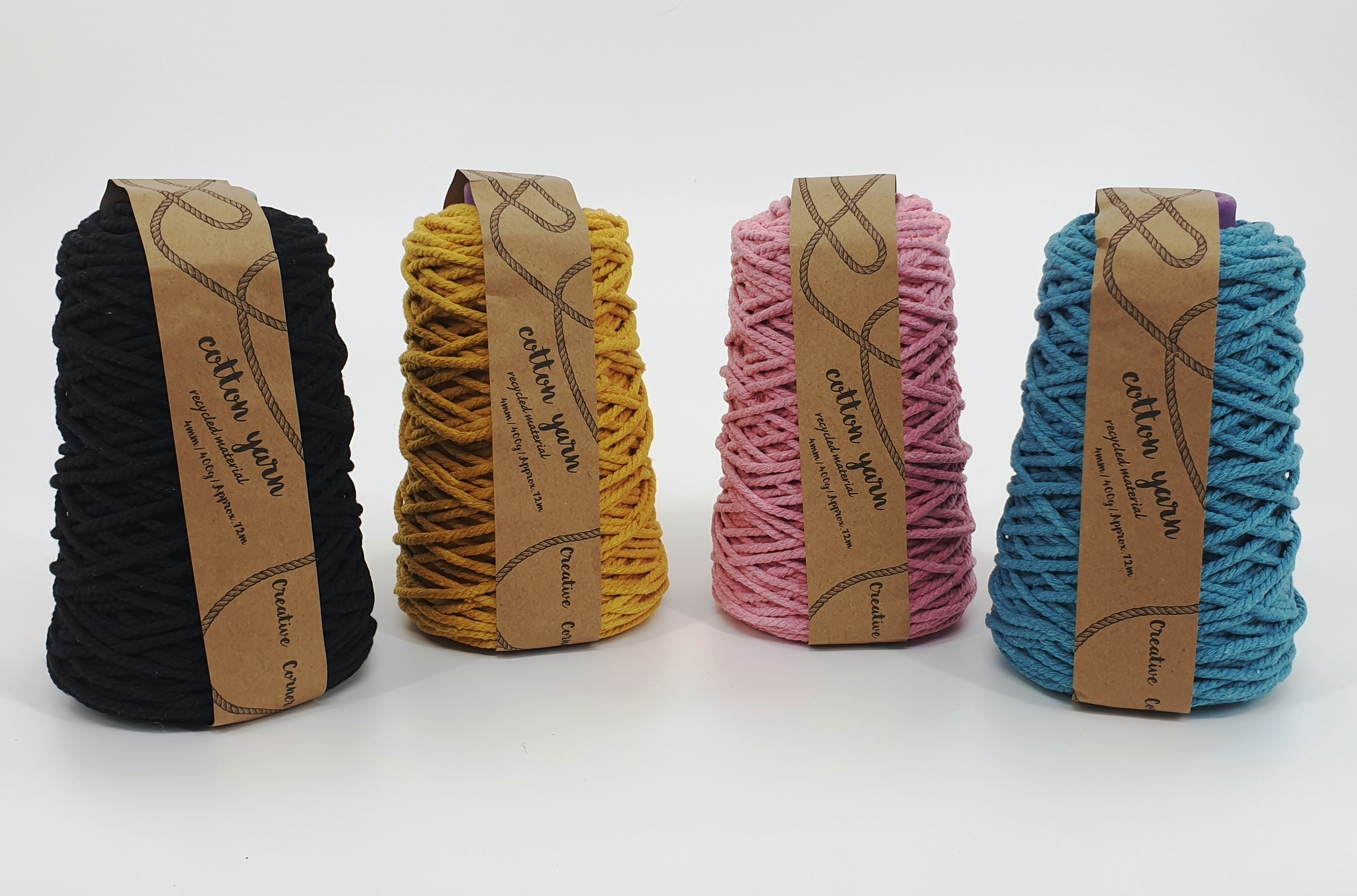 V637-CRA28394-202508251910-00 bulk 12 Macrame Cotton Yarn 4mm 400G Assort Colours - Image 1