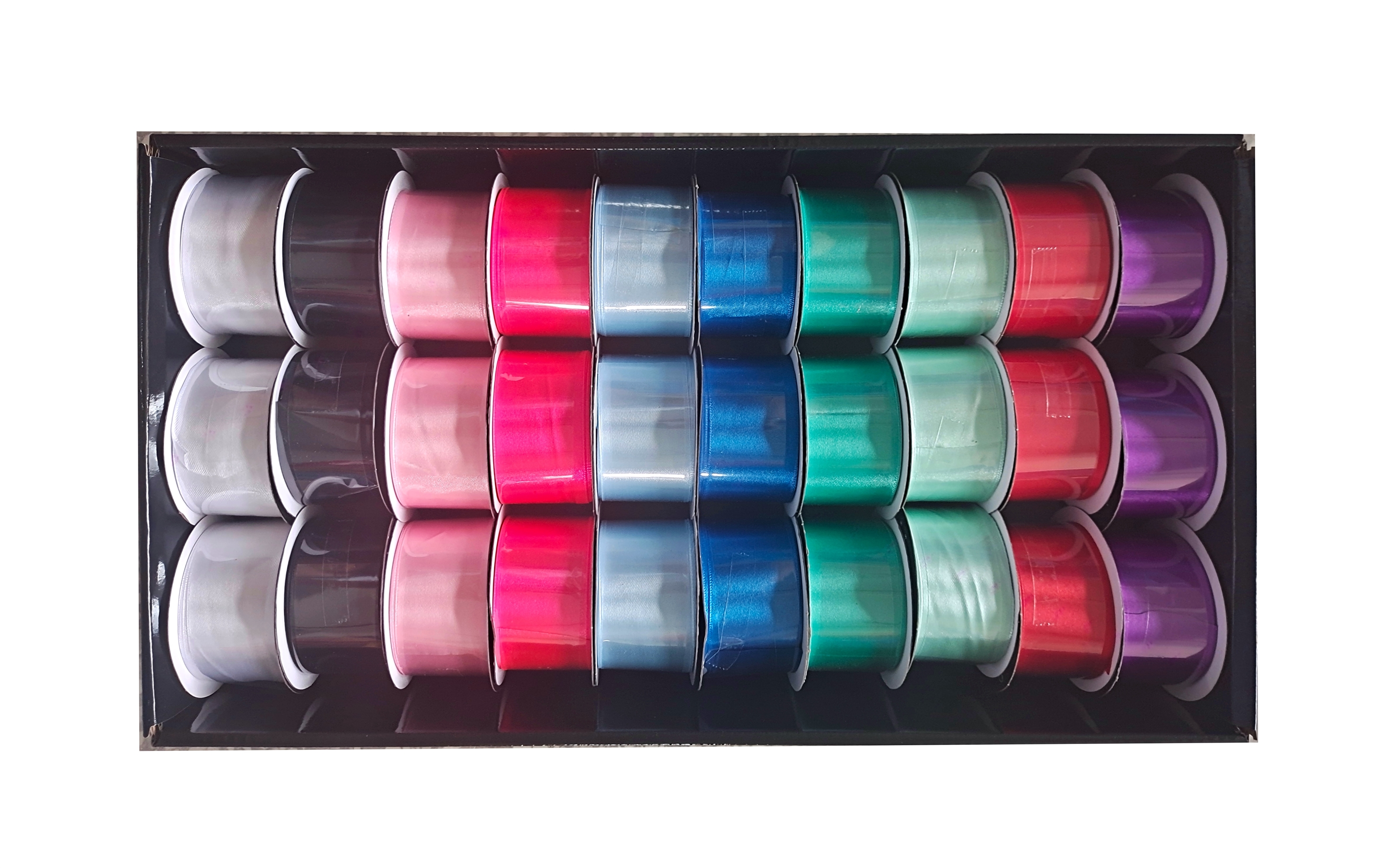 V637-CRA31372-202508251925-00 bulk 30 Satin Ribbon 3mtr 38mm 30Roll Displayed Box - Image 1