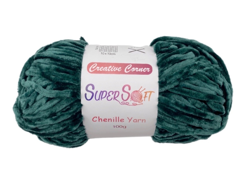 V637-CRA31391-202508251930-00 bulk 12 Green Super Soft Chenille Yarn 100G - Image 1