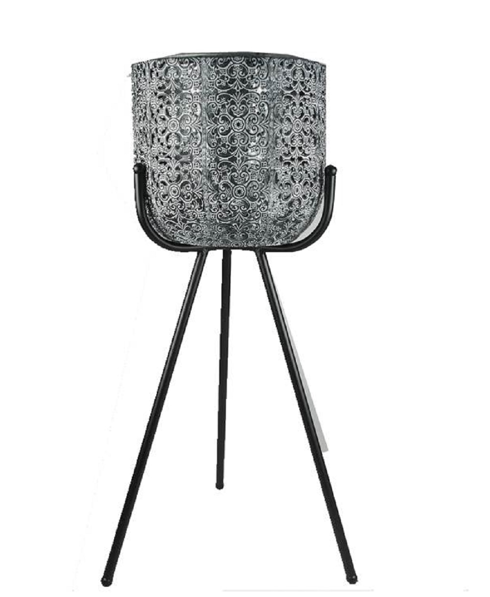 V637-DCO24876-202508251540-00 Antique Metal Pot on Stand Planter 28x52cm - Image 1