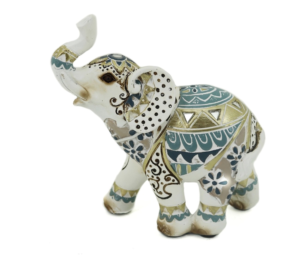 V637-DCO30444-202508251545-00 Mosaic Elephant Statue / Ornament 12cm - Image 1