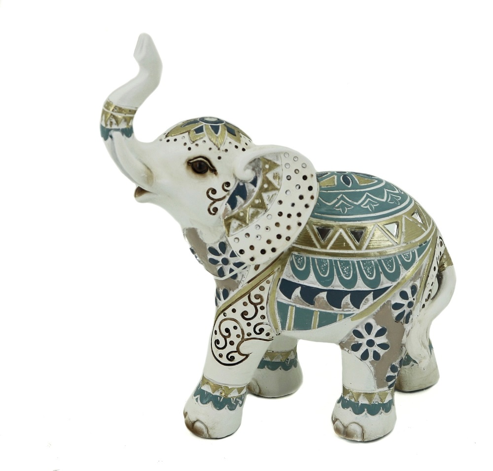 V637-DCO30445-202508251555-00 Mosaic Elephant Statue / Ornament 18cm - Image 1