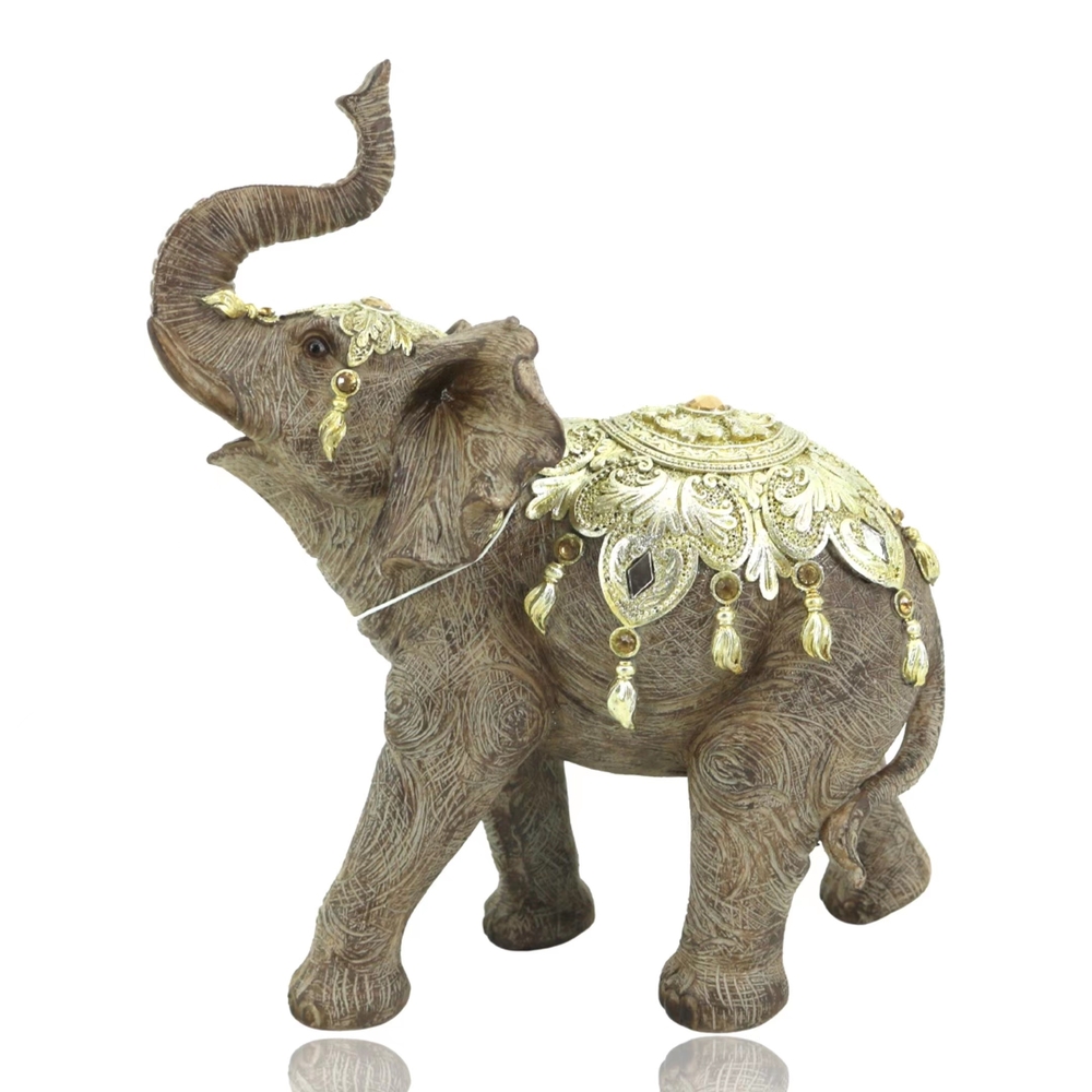 V637-DCO32695-202508251615-00 Elephant w Sculpted Ornament Statue 26cm - Image 1