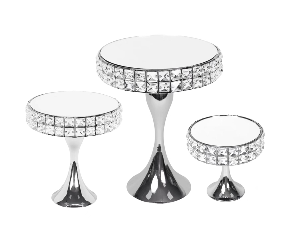 V637-DCO32790-202508251620-00 Set 3 Diamond Style Mirror Cake Stand 39cm - Image 1