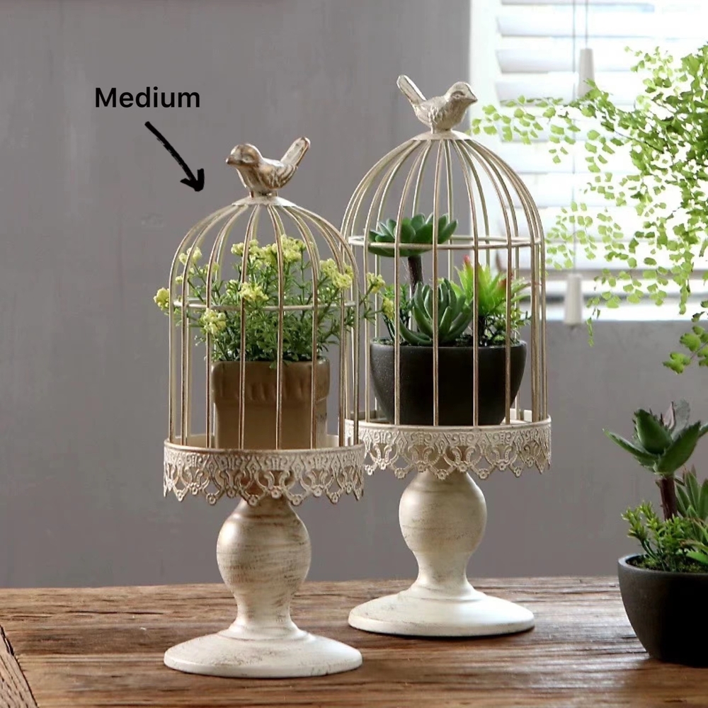 V637-DCO32825-202508251620-00 Medium Vintage Metal Birdcage Planter 32cm - Image 1