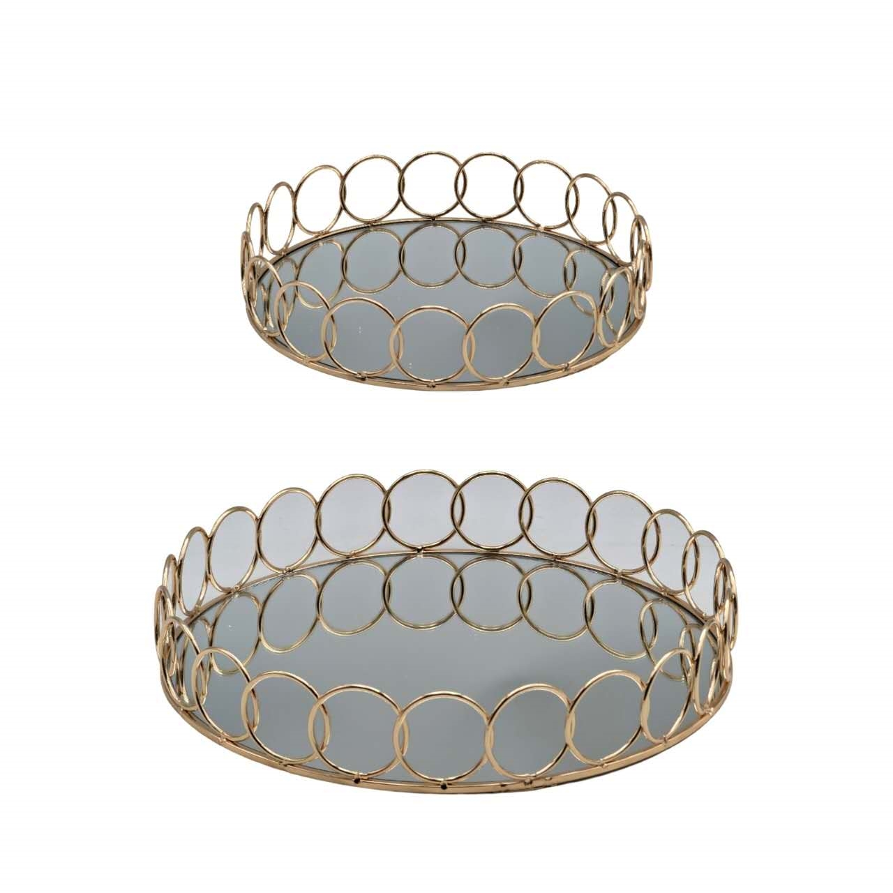 V637-DCO37423-202508251715-00 Round Mirror Tray Champagne Gold 30cm - Image 1