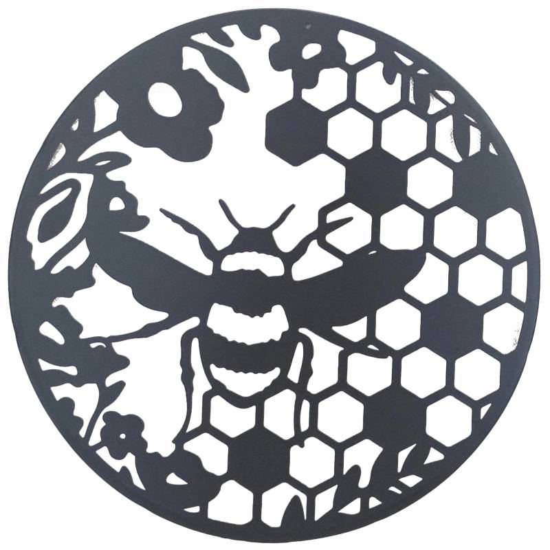 V637-E522941-202508252130-00 Round Bumble Bee Metal Wall Art 40cm - Image 1