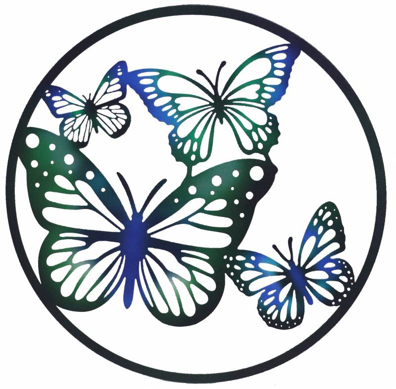 V637-E522945-202508252130-00 Round Butterfly Quad Metal Wall Art 60cm - Image 1