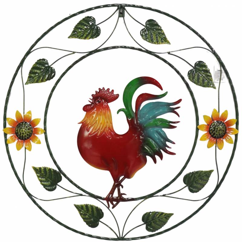 V637-E522950-202508252135-00 Round Rooster Metal Wall Art 60cm - Image 1
