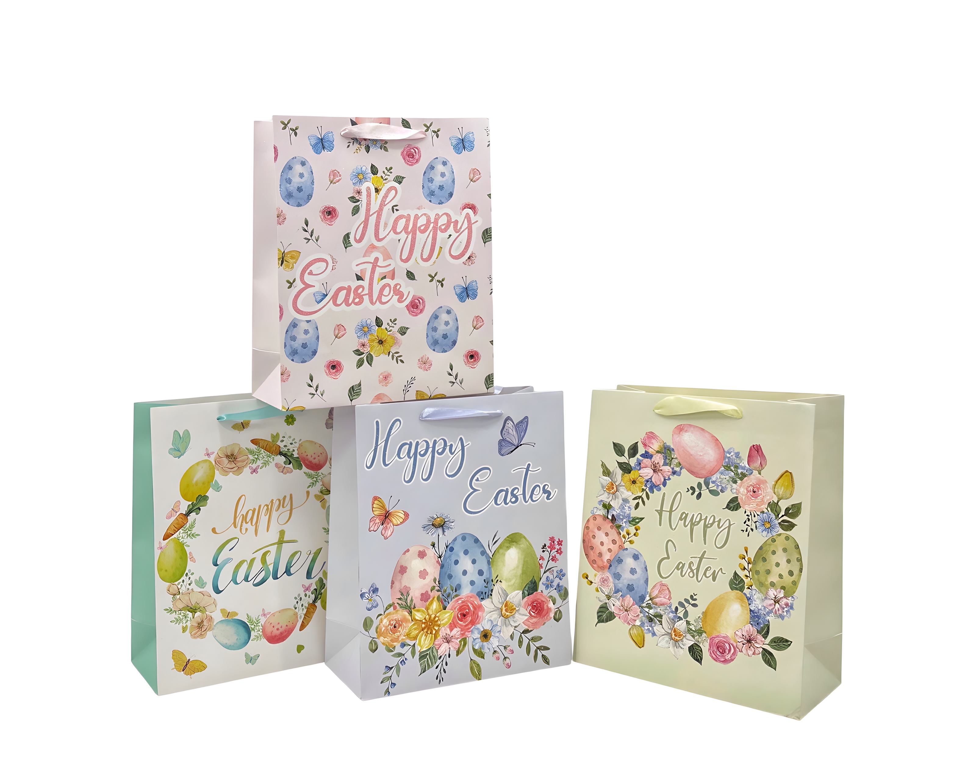 V637-EAS35180-202508252015-00 bulk 24 Small Easter Egg Hunt Gift Bag 4 Assort 14x14cm - Image 1