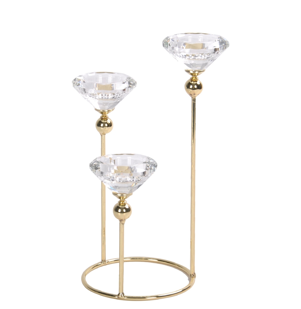 V637-GCH31498-202508252020-00 Diamond Shape Tealight Candle Holder 25cm - Image 1