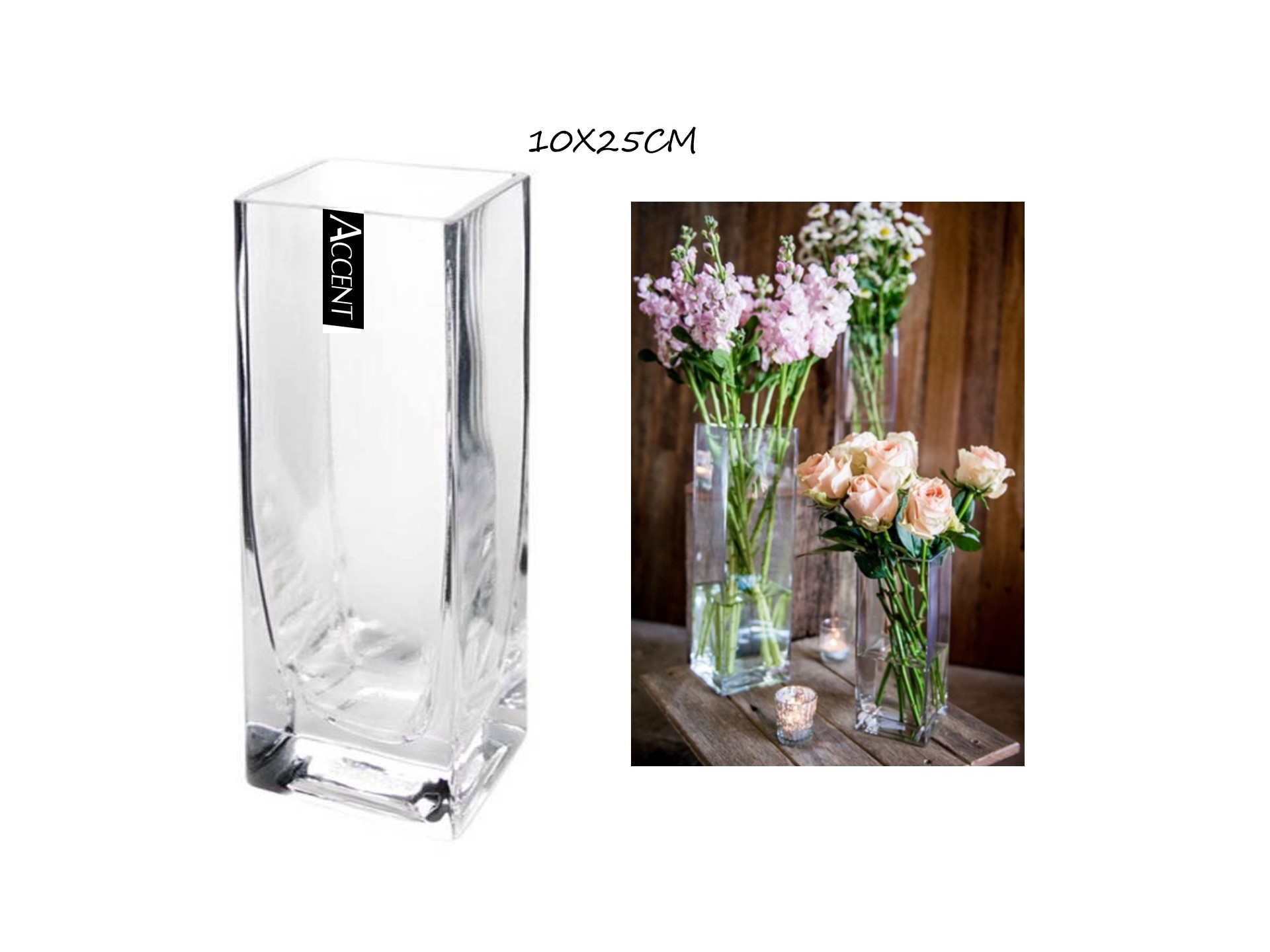 V637-GVA30299-202508252120-00 bulk 12 Glass Square Vase 25cm - Image 1