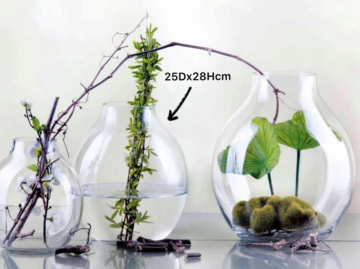 V637-GVA32625-202508252140-00 Glass Wide Bubble Vase 28cm - Image 1