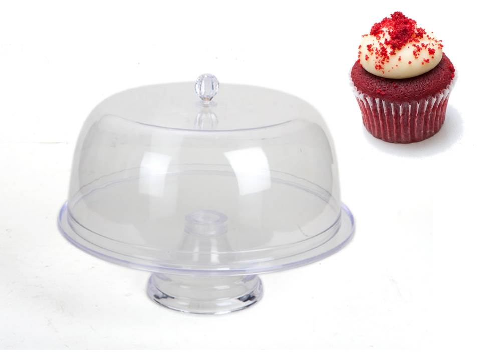 V637-KIT21799-202508252240-00 Acrylic Cake Stand w Lid Cover 34cm - Image 1