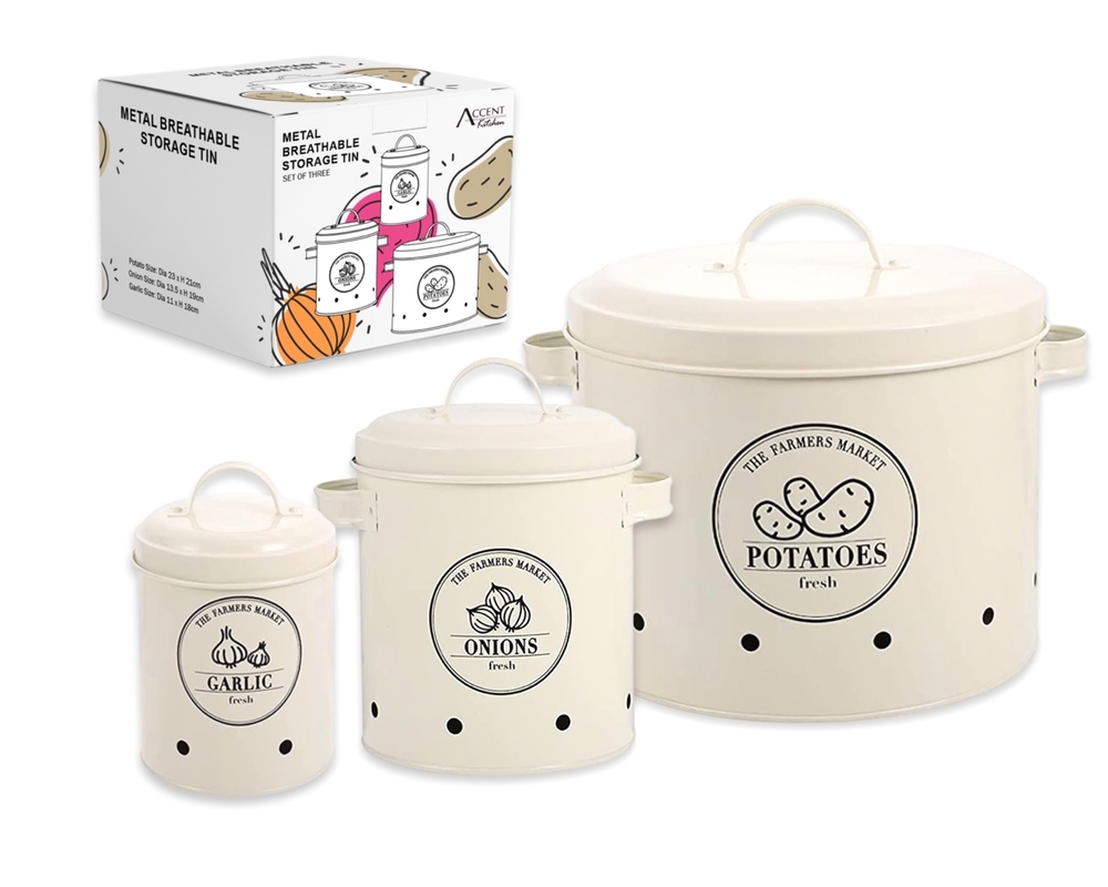 V637-KIT33882-202508252325-00 Set 3 Metal Breathable Tin Food Container 23cm - Image 1