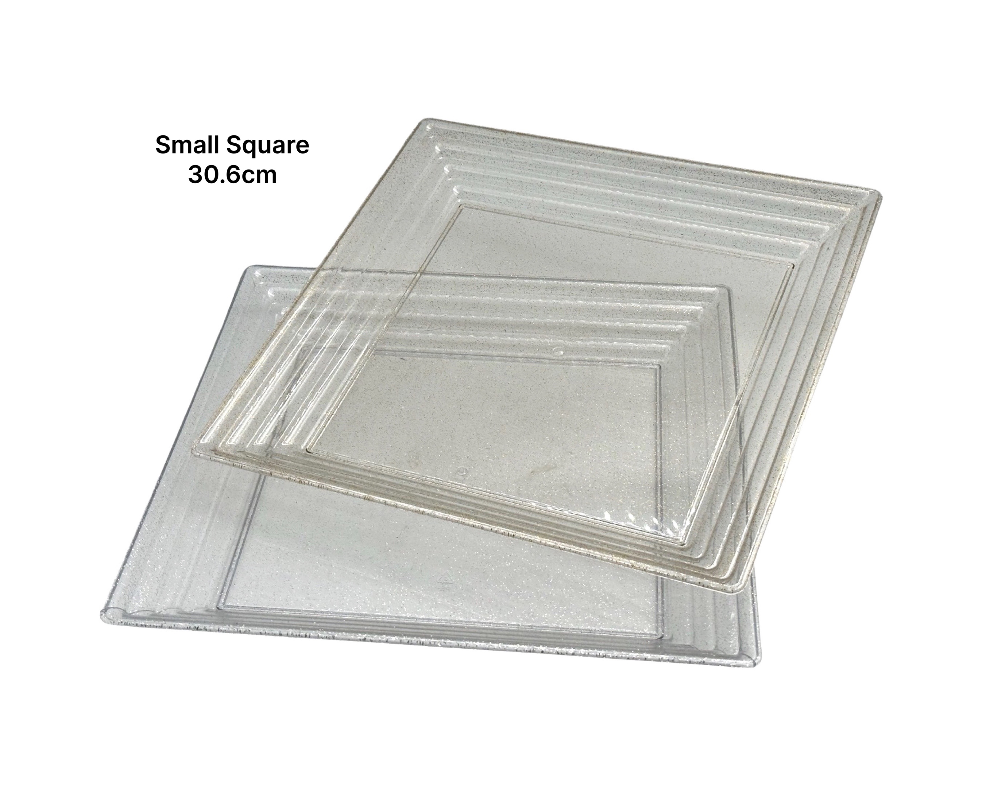 V637-PAR35101-202508252025-00 bulk 24 Square Glitter Plastic Serving Tray 30cm - Image 1