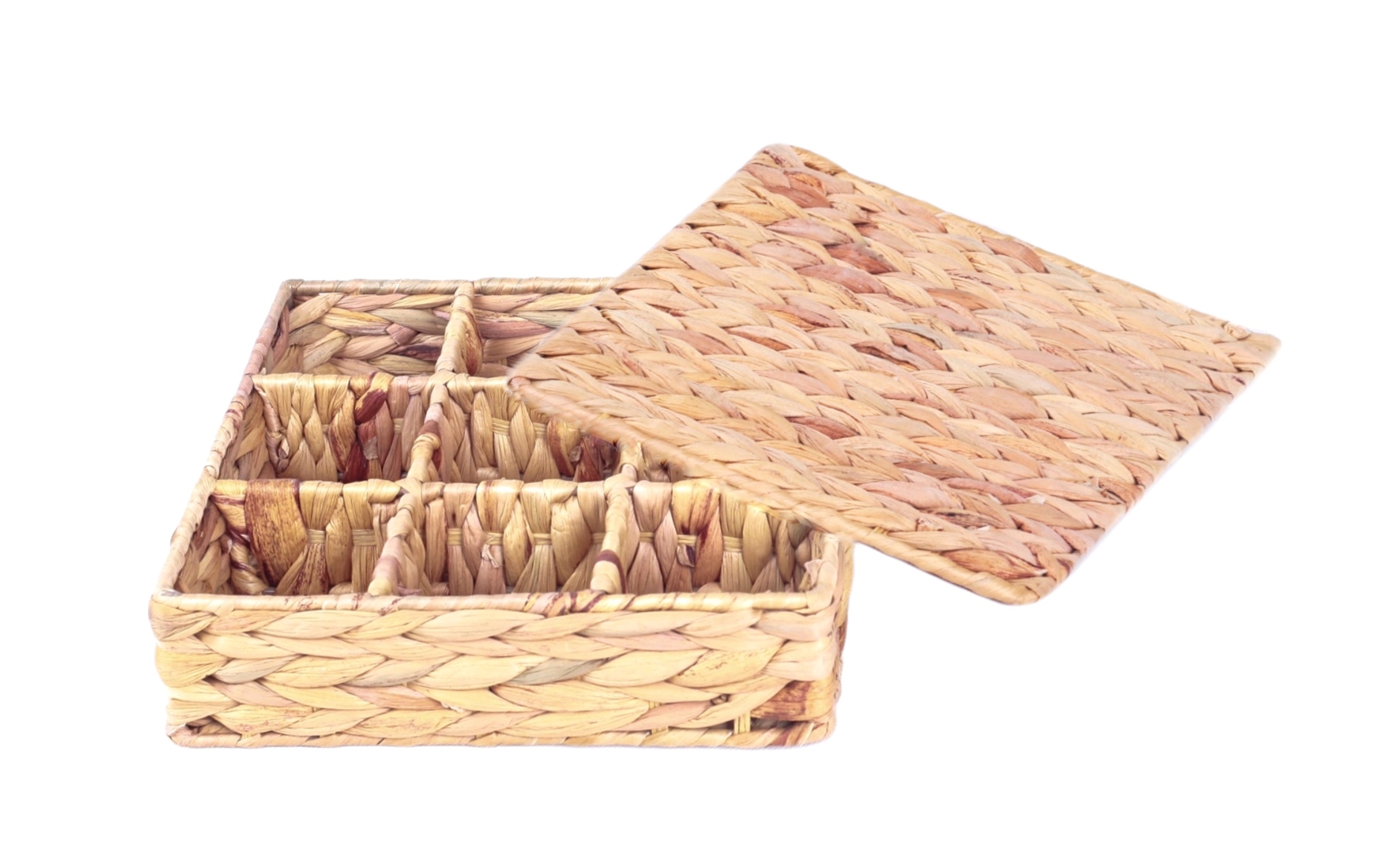 V637-WDB31813-202508260640-00 bulk 4 Natural Water Hyacinth Tea Box w Lid 24cm - Image 1