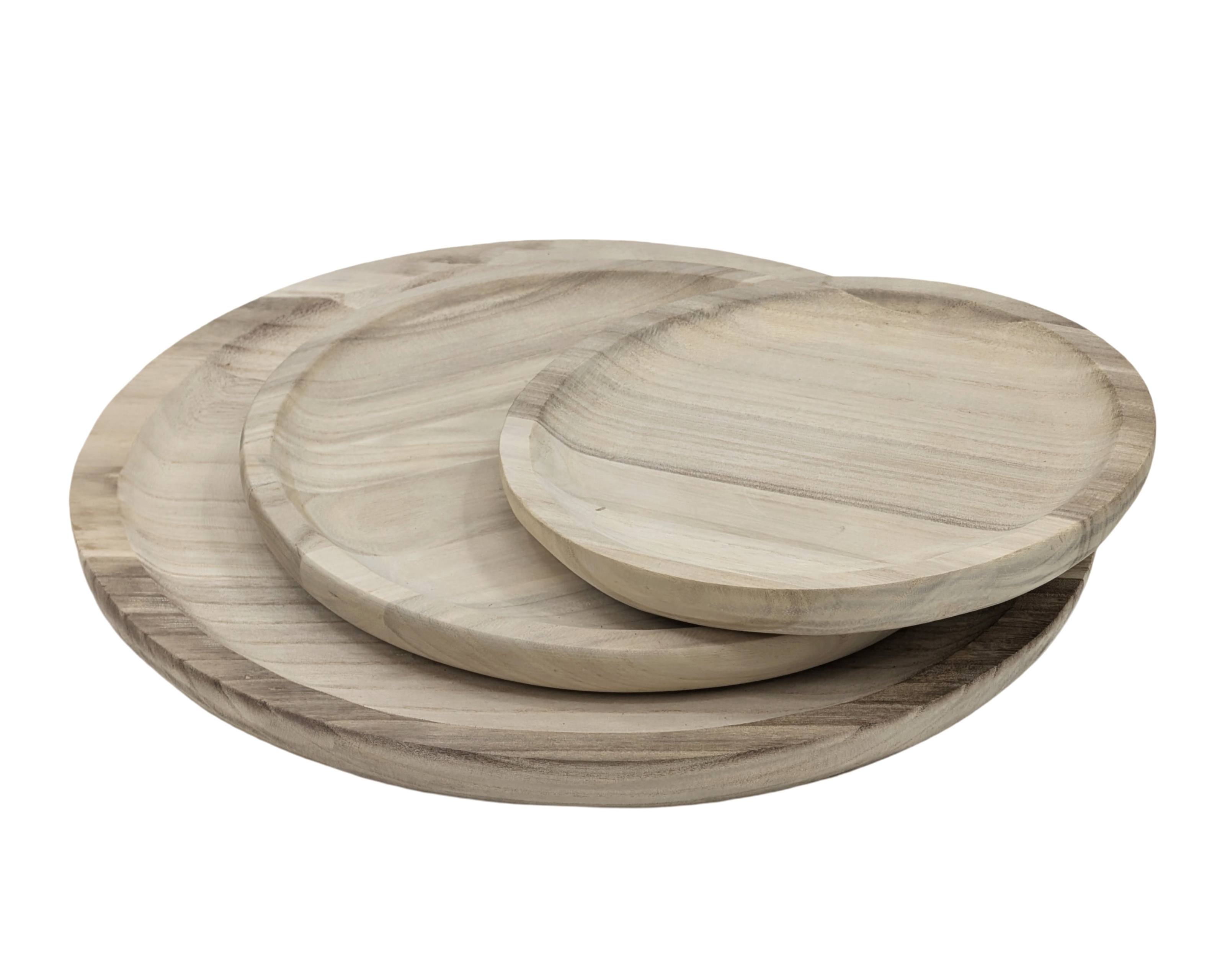 V637-WDB37496-202508260715-00 Set 3 Wood Round Trays 39cm - Image 1