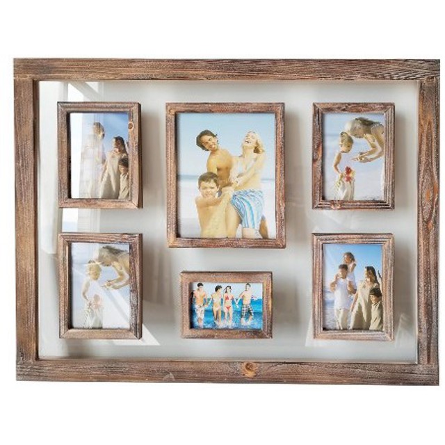 V637-WF-148020-202508260720-00 Rustic Glass Front 6 Collage Photo Frame 82cm - Image 1