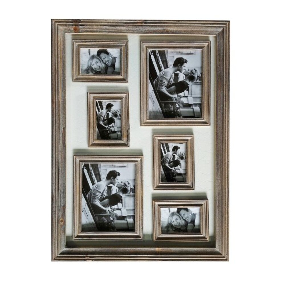 V637-WF-AHF200015-202508260425-00 Antique Natural 6 Collage Photo Frame - Image 1