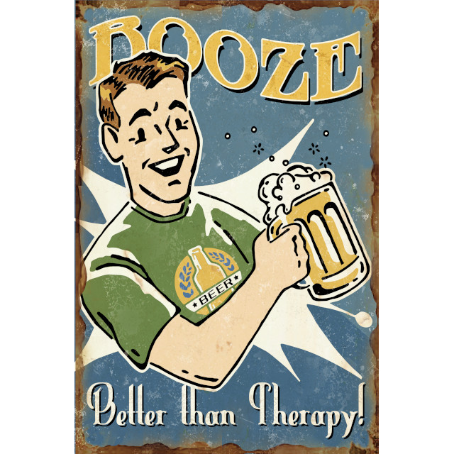 V637-WF-BOOZE-202508260520-00 Booze Better Than Therapy Wall Art 20x30cm - Image 1