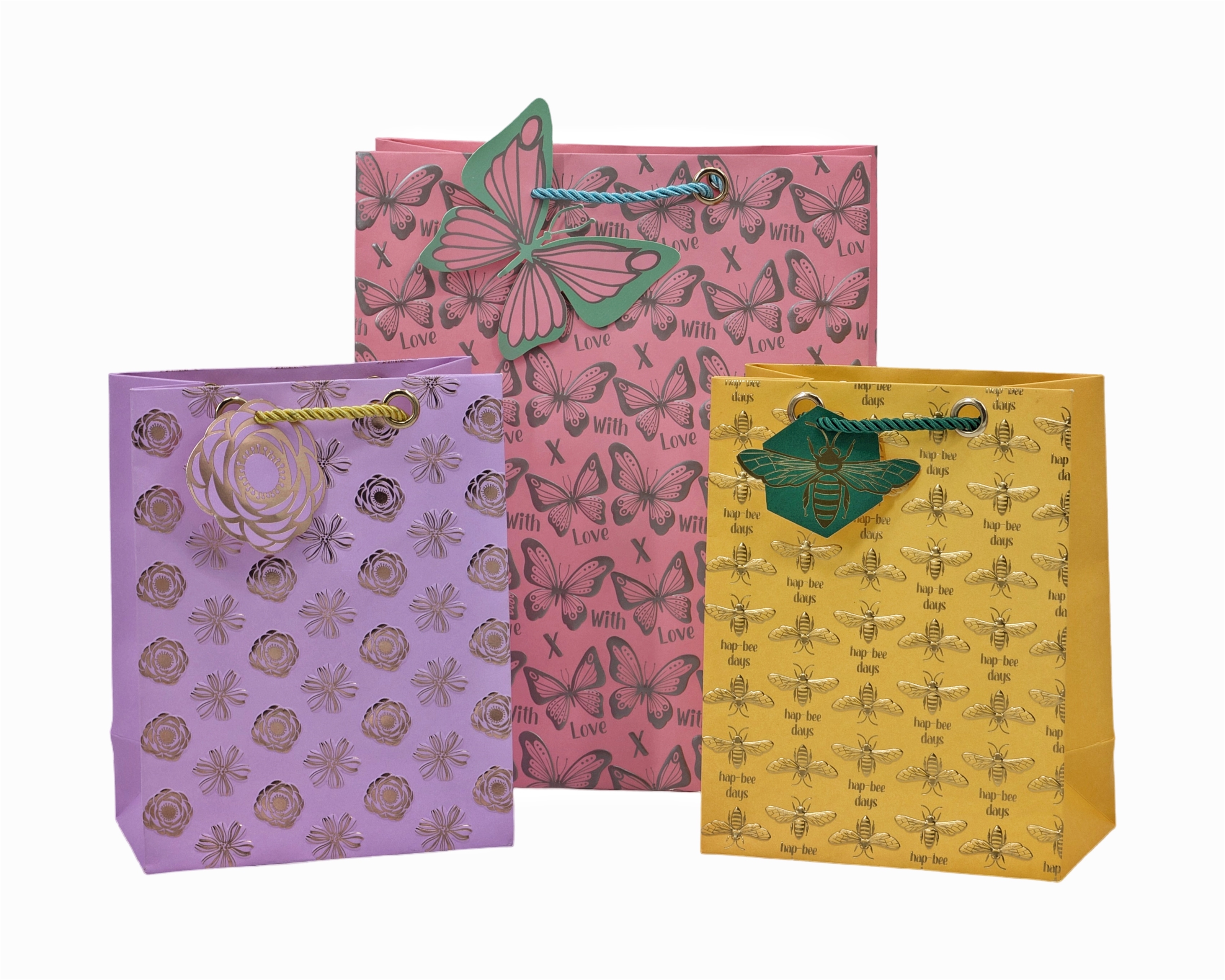 V637-WRP37181-202508260815-00 bulk 24 Large Foiled Luxury Garden Gift Bag 3 Assort 32cm - Image 1