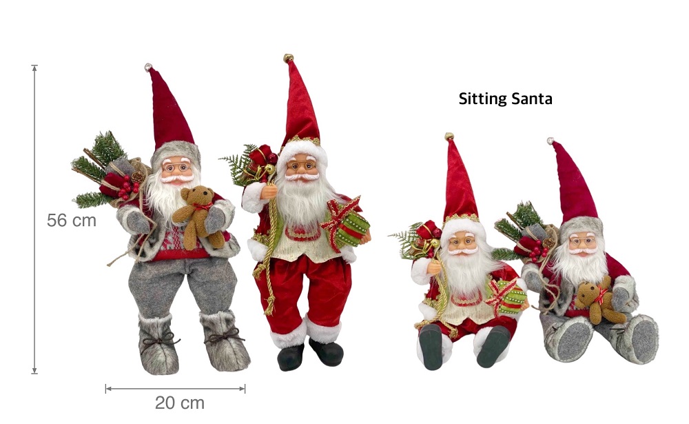 V637-XMS31006-202508260820-00 bulk 6 Xmas Plush Sitting Santa Assort 56cm - Image 1