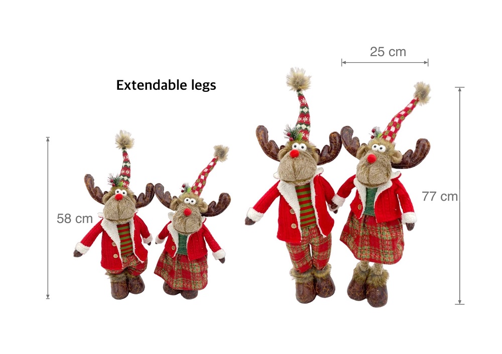 V637-XMS31024-202508260820-00 bulk 6 Mr & Mrs Rudolph Extendable Standing Deer Assort 77cm - Image 1